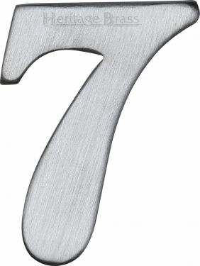 Click Here To Enlarge This Photo Of C1568 7-SC Heritage Brass Numeral 7 Self Adhesive 51mm &lpar;2"&rpar; Satin Chrome Finish