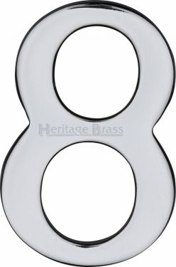Click Here To Enlarge This Photo Of C1568 8-PC Heritage Brass Numeral 8 Self Adhesive 51mm &lpar;2"&rpar; Polished Chrome Finish