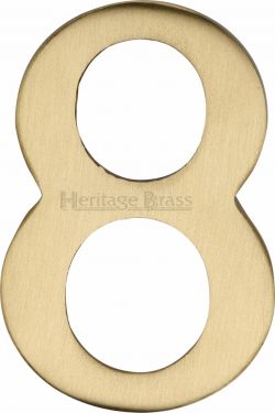 Click Here To Enlarge This Photo Of C1568 8-SB Heritage Brass Numeral 8 Self Adhesive 51mm &lpar;2"&rpar; Satin Brass Finish