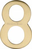 C1568 8-SB Heritage Brass Numeral 8 Self Adhesive 51mm &lpar;2"&rpar; Satin Brass Finish