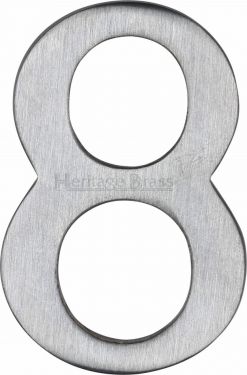 Click Here To Enlarge This Photo Of C1568 8-SC Heritage Brass Numeral 8 Self Adhesive 51mm &lpar;2"&rpar; Satin Chrome Finish