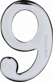 C1568 9-PC Heritage Brass Numeral 9 Self Adhesive 51mm &lpar;2"&rpar; Polished Chrome Finish