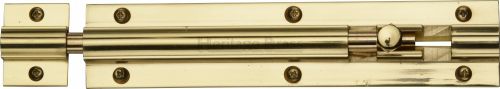 Click Here To Enlarge This Photo Of C1582 6-PB Heritage Brass Door Bolt Straight 6" x 1 &frac14;" Polished Brass Finish