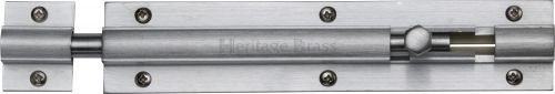 Click Here To Enlarge This Photo Of C1582 6-SC Heritage Brass Door Bolt Straight 6" x 1 &frac14;" Satin Chrome Finish