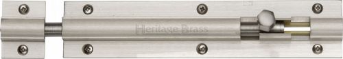 Click Here To Enlarge This Photo Of C1582 6-SN Heritage Brass Door Bolt Straight 6" x 1 &frac14;" Satin Nickel Finish