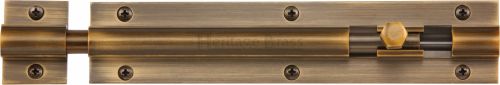 Click Here To Enlarge This Photo Of C1582 8-AT Heritage Brass Door Bolt Straight 8" x 1 &frac14;" Antique Brass Finish