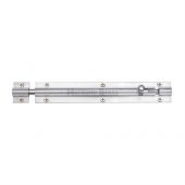 C1582 8-SC Heritage Brass Door Bolt Straight 8" x 1 &frac14;" Satin Chrome Finish