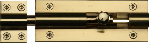 Click Here To Enlarge This Photo Of C1584 4-PB Heritage Brass Door Bolt Straight 4" x 1 &half;"" Polished Brass Finish