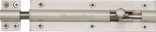Click Here To Enlarge This Photo Of C1584 6-SN Heritage Brass Door Bolt Straight 6" x 1 &half;"" Satin Nickel Finish