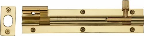 Click Here To Enlarge This Photo Of C1592 6-PB Heritage Brass Door Bolt Necked 6" x 1 &frac14;" Polished Brass Finish
