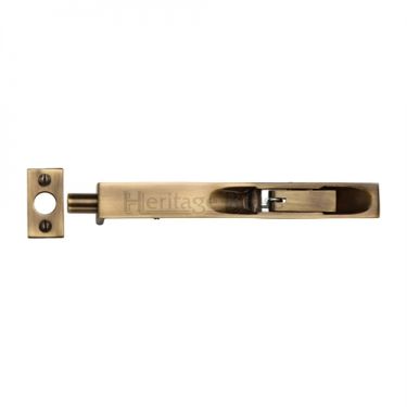 Click Here To Enlarge This Photo Of C1680 10-AT Heritage Brass Lever Action Flush Bolt 10" x &period;&frac34;" Antique Brass Finish