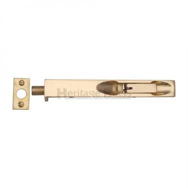 Click Here To Enlarge This Photo Of C1680 10-PB Heritage Brass Lever Action Flush Bolt 10" x &period;&frac34;" Polished Brass Finish