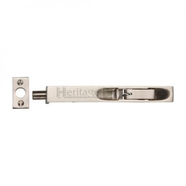 Click Here To Enlarge This Photo Of C1680 10-SN Heritage Brass Lever Action Flush Bolt 10" x &period;&frac34;" Satin Nickel Finish