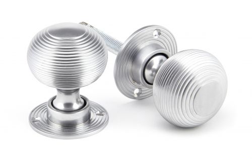 Click Here To Enlarge This Photo Of 91974 From the Anvil Satin Chrome Heavy Beehive Mortice&sol;Rim Knob Set