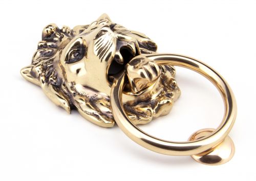 Click Here To Enlarge This Photo Of 91999 From the Anvil Polished Bronze Lion Head Knocker