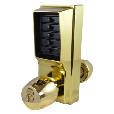 Click Here To Enlarge This Photo Of L2932 - DORMAKABA Simplex 1000 Series 1021B Knob Operated Digital Lock With Key Override - Polished Brass