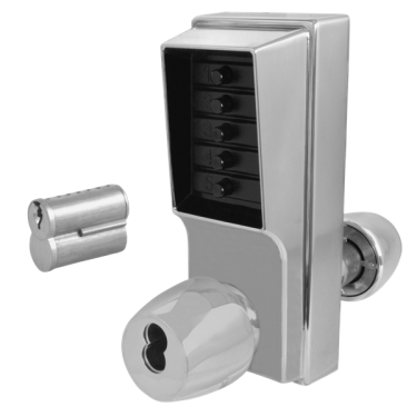 Click Here To Enlarge This Photo Of 4917 - DORMAKABA Series 1000 1041B Knob Operated Digital Lock With Key Override & Passage Set - Satin Chrome