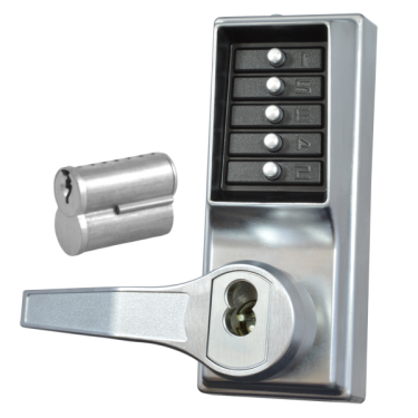 Click Here To Enlarge This Photo Of L11940 - DORMAKABA LP1000 Series Front Only Digital Lock to suit Panic Latch With Key Override Left Handed - Satin Chrome