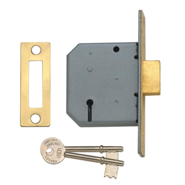 Click Here To Enlarge This Photo Of L3834 - UNION 2177 3 Lever Deadlock 64mm Polished Brass Keyed Alike