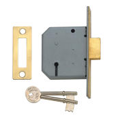 2347 - UNION 2177 3 Lever Deadlock 64mm Polished Brass Keyed to Differ