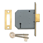 L3835 - UNION 2177 3 Lever Deadlock 75mm Polished Brass Keyed Alike