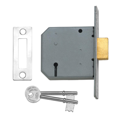 Click Here To Enlarge This Photo Of 3298 - UNION 2177 3 Lever Deadlock 75mm Satin Chrome Keyed Alike