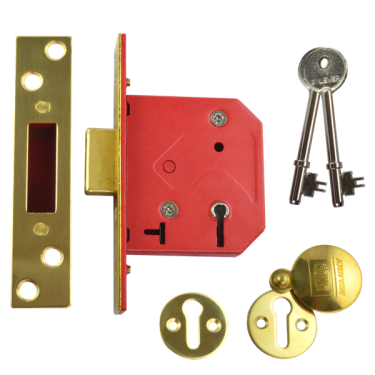 Click Here To Enlarge This Photo Of 2370 - UNION 2101 5 Lever Deadlock 64mm Polished Brass Keyed to Differ