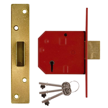 Click Here To Enlarge This Photo Of L12465 - UNION 2134E BS 5 Lever Deadlock 80mm Polished Brass Keyed to Differ