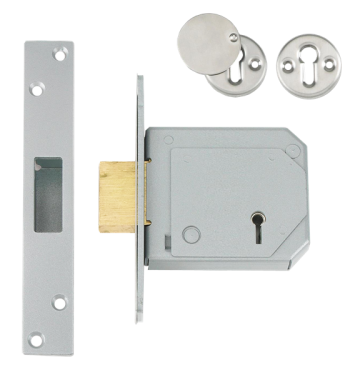 Click Here To Enlarge This Photo Of L12082 - UNION C-Series 3G114E BS 5 Lever Deadlock 80mm Satin Chrome Keyed to Differ
