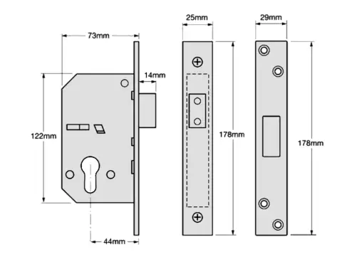 Click Here To Enlarge This Photo Of L2604 - UNION C-Series 3C10 Euro Deadcase 73mm Satin Chrome