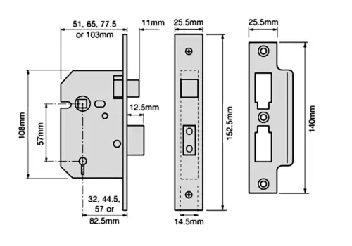 Click Here To Enlarge This Photo Of 9971 - UNION 2277 3 Lever Sashlock 100mm Polished Brass Keyed to Differ