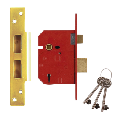 Click Here To Enlarge This Photo Of L12467 - UNION 2234E BS 5 Lever Sashlock 67mm Polished Brass Keyed to Differ