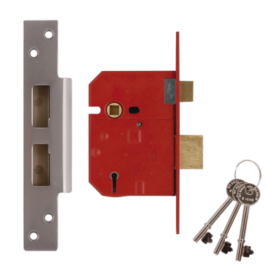 Click Here To Enlarge This Photo Of L12468 - UNION 2234E BS 5 Lever Sashlock 67mm Satin Chrome Keyed to Differ