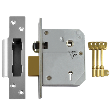Click Here To Enlarge This Photo Of L12094 - UNION C-Series 3K74E BS 5 Lever Sashlock 80mm Satin Chrome Keyed to Differ