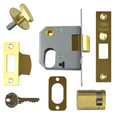 Click Here To Enlarge This Photo Of 4304 - UNION 2332 Oval Nightlatch Case 64mm Polished Brass c&sol;w Oval cylinder and thumbturn