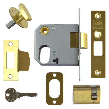 Click Here To Enlarge This Photo Of 7940 - UNION 2332 Oval Nightlatch Case 76mm Polished Brass c&sol;w Oval cylinder and thumbturn