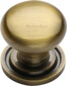 C2240 25-AT Heritage Brass Cabinet Knob Victorian Round Design with Base 25mm Antique Brass Finish