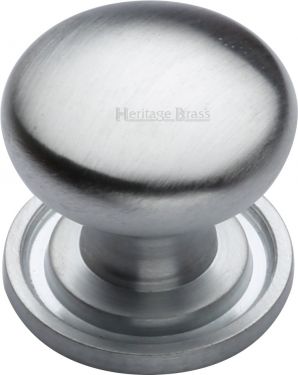 Click Here To Enlarge This Photo Of C2240 25-SC Heritage Brass Cabinet Knob Victorian Round Design with Base 25mm Satin Chrome Finish