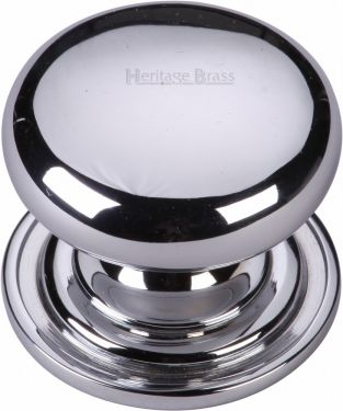 Click Here To Enlarge This Photo Of C2240 32-PC Heritage Brass Cabinet Knob Victorian Round Design with Base 32mm Polished Chrome Finish