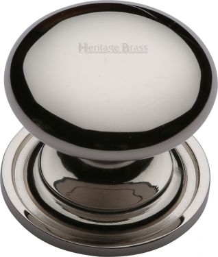 Click Here To Enlarge This Photo Of C2240 32-PNF Heritage Brass Cabinet Knob Victorian Round Design with Base 32mm Polished Nickel Finish