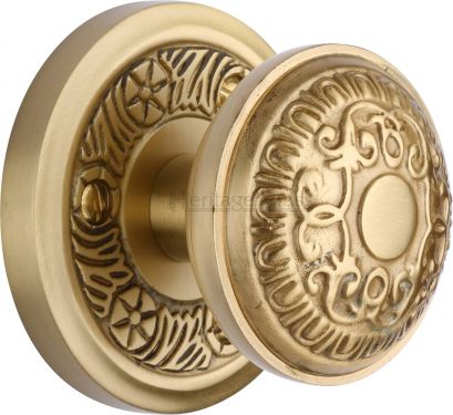 Click Here To Enlarge This Photo Of AYD1324-SB Heritage Brass Mortice Knob on Rose Aydon Design Satin Brass Finish