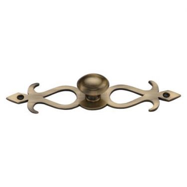 Click Here To Enlarge This Photo Of C3072 32-AT Heritage Brass Cabinet Knob Oval&sol;Backplate Design 32mm Antique Brass Finish