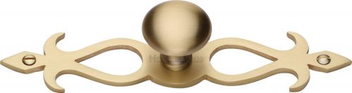 Click Here To Enlarge This Photo Of C3072 32-SB Heritage Brass Cabinet Knob Oval&sol;Backplate Design 32mm Satin Brass Finish
