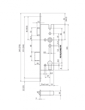 Click Here To Enlarge This Photo Of L24049 - GU BKS 1314 Narrow Style Mortice Sashlock - 35&sol;92 - B1314 0003 - Flat
