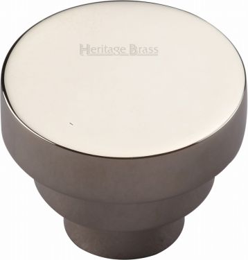 Click Here To Enlarge This Photo Of C3624 32-PNF Heritage Brass Cabinet Knob Round Stepped Design 32mm Polished Nickel Finish