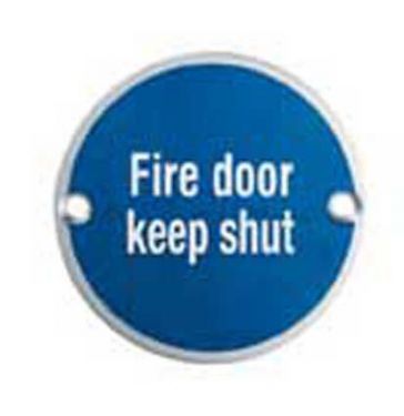Click Here To Enlarge This Photo Of SEX4016SAA - Carlisle Brass Eurospec 'Fire Door Keep Shut' Sign 76mm Satin Anodised Aluminium