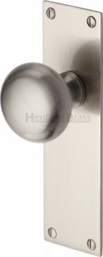 Click Here To Enlarge This Photo Of BAL8510-SN Heritage Brass Mortice Knob on Latch Plate Balmoral Design Satin Nickel Finish