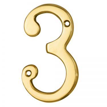 Click Here To Enlarge This Photo Of N3 - Carlisle Brass Numeral Face Fix &lpar;No&period;3&rpar; 76mm Polished Brass