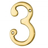 N3 - Carlisle Brass Numeral Face Fix &lpar;No&period;3&rpar; 76mm Polished Brass