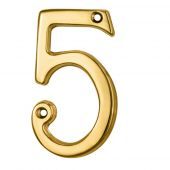 N5 - Carlisle Brass Numeral Face Fix &lpar;No&period;5&rpar; 76mm Polished Brass